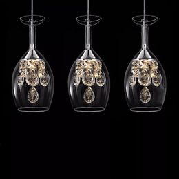 Candelabro LED de cristal K9 de 5w para comedor, decoración moderna para el hogar, sala de estar, iluminación con diseño de copa de vino de cristal transparente