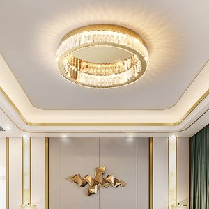 Moderne Mode Gold Crystal Light Art Decor Ronde Plafondverlichting Woonkamer Slaapkamer LED Plafondlamp Verlichtingsarmaturen