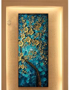 Maison de mode moderne ou décoration el art peinture à l'huile sur toile fleurs d'or purs à la main 25504076