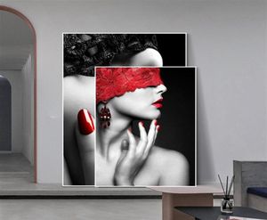 Moderne Mode Sexy Rode Lippen Canvas Schilderij Vrouwen Posters en Prints Woonkamer Slaapkamer Muur Kunst Foto Thuis Bar Decoratie2325622997