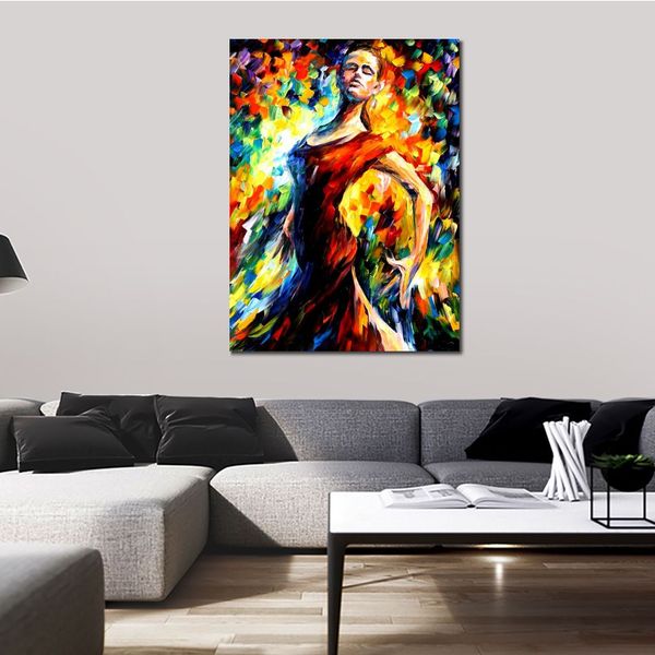 Art moderne de toile de figure dans le style des peintures à l'huile artisanales de flamenco pour le décor à la maison contemporain