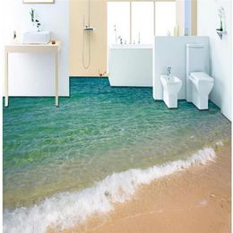 Peinture de sol moderne 3D bord de mer surf plage peinture de sol Mural-3d PVC papier peint auto-adhésif sol Wallpaper-3d297F