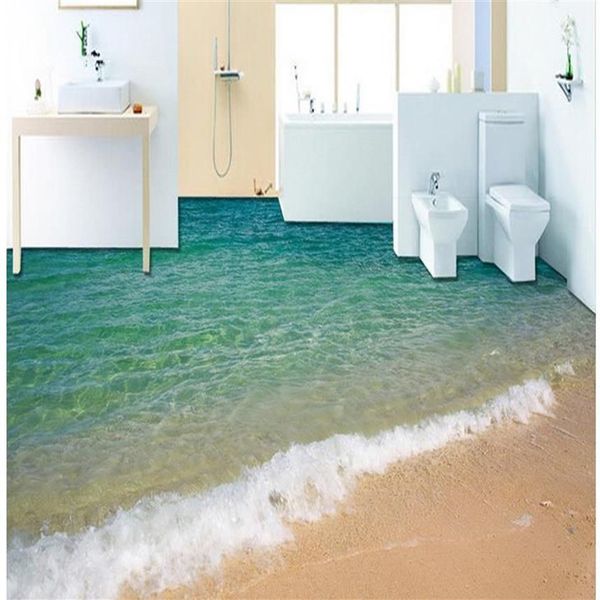 Peinture de plancher moderne 3d Seaside Surf Beach Floor Paint Mural-3d PVC Fond d'écran auto-adhésif Planchers Pser-3D290E