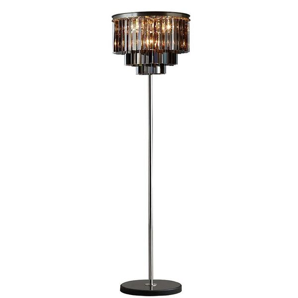 Lampadaire moderne pour salon Smokey Long lustre en cristal lampadaire chambre H.63inch D.17inch