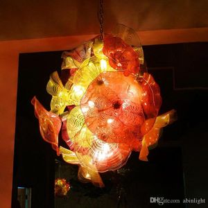 Moderne bloemen kroonluchters lamp oranje geel kleur glans rose bloem licht armatuur E14 led huis decoratie glas kroonluchter