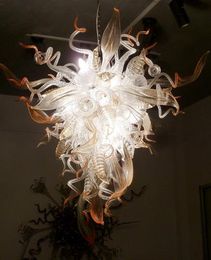 Lampe moderne fleur lustres mode Art feuille de verre soufflé à la main-verre lustre décoration de la maison LED chaîne pendentif lampes