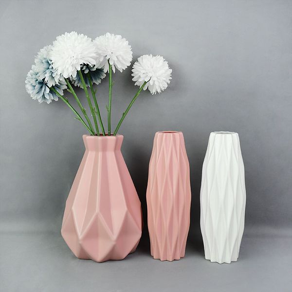 Vase de fleurs moderne blanc rose rose bleu vase en plastique nordique nordique panier de fleuris