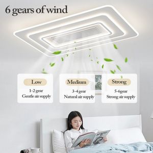 Modern volledig spectrum blaasloze plafondventilatorlampen dimbaar met afstandsbediening 6 versnellingen indoor led verlichting slaapkamer woonkamer