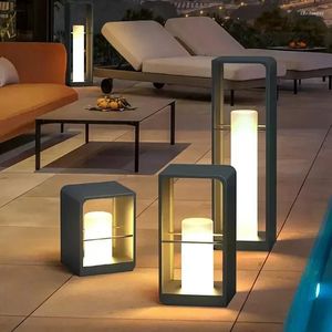 Moderne Tuinlamp Solar LED Hek Licht IP54 Outdoor Waterpoof Sfeerverlichting Gazon Verlichting Villa Binnenplaats Decor Vloerlampen