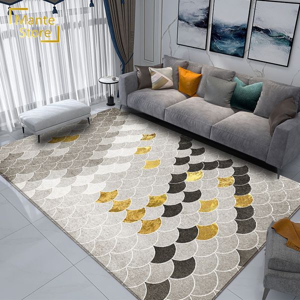 Alfombra geométrica moderna para dormitorio escala gris estampada colchera alfombra de pie suave alfombra de alfombra personalizada para sala de estar