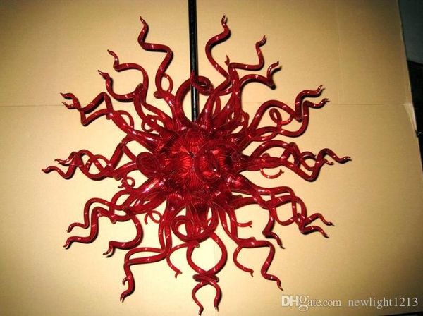 Candelabros de arte en vidrio Lámpara de forma redonda Lámpara de iluminación moderna de tamaño pequeño en color rojo para la decoración del dormitorio