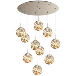 Moderne glazen ballampen LED Kroonluchter verlichting Trap Loft STARRY LED Kroonluchters Lamp Living Living Eetkamer Decor Hanging Light Luminaire