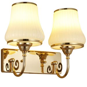 Moderne Slaapkamer Nachtkastjes Wandlampen Wit Gestreept Glas Gouden Basis Gang Wandlamp Armaturen Spiegel Voorwand Schansen