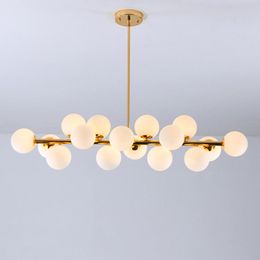 Lustre en verre moderne lampes LED en or blanc pour salon cuisine table à manger luminaires classiques lumières décoratives pendentif