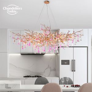 Moderne glazen kroonluchters Retro LED regendruppel messing rechthoekig hangend lichtarmatuur voor woonkamer eetkamer keukeneiland hanglampen