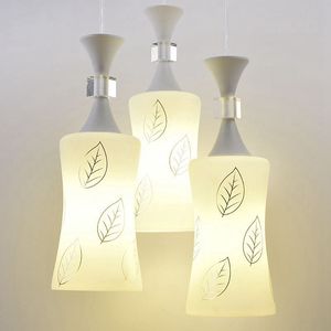 Moderne glazen eetkamer plafond hanglamp eenvoudig creatief wit afdrukken chroom restaurant bar tegen plafond hanglamp