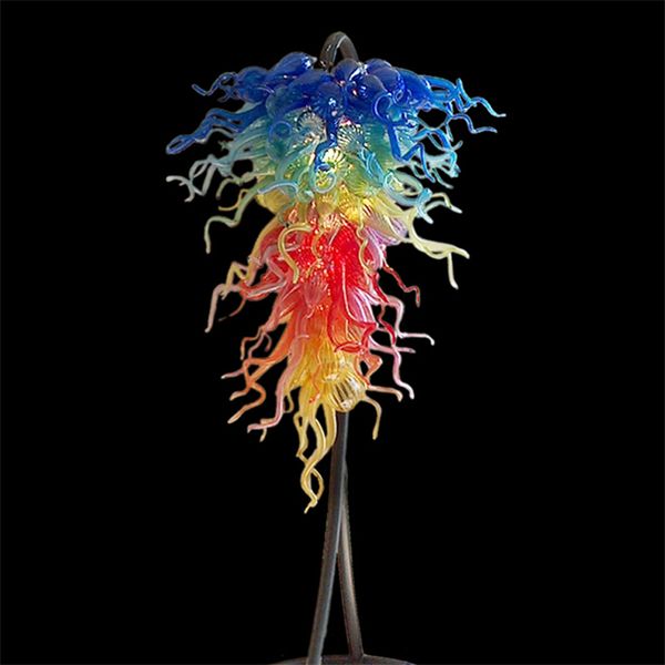 Lampes suspendues en verre modernes éclairage de fleur artistique 24 par 48 pouces lustre de pays fait à la main lumières led art décor lampe pour la décoration de la maison salon