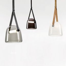 Lampes suspendues en verre modernes salon chevet Art cuir éclairage design lampes suspendues LED lampe de décoration intérieure