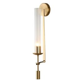 Moderne Glazen Wandlamp Retro Goud Metalen Wandkandelaar Licht Slaapkamer Interieur Nieuwe Armatuur261J