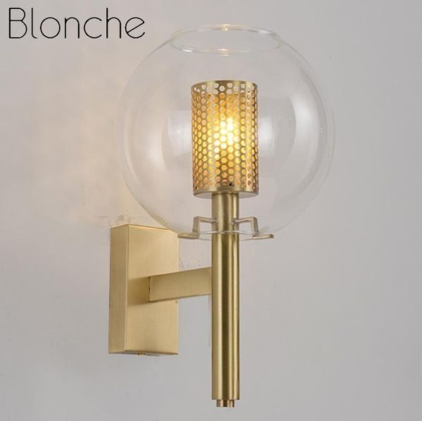 Lámpara de pared de cristal moderna, candelabro de lámpara de noche para dormitorio, sala de estar, barra Industrial nórdica, pasillo, decoración del hogar, lámparas de accesorio de iluminación