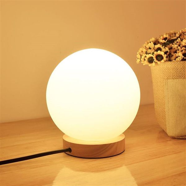Lámpara de luz de escritorio de mesa de suelo LED de cristal redondo con bola de globo moderna blanca para dormitorio, Bar, sala de estar, hogar, iluminación 241K
