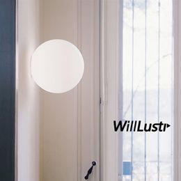 Lámpara de pared LED de cristal con globo moderno, aplique de luz de bola de cristal blanca, lámpara de techo de 14cm, 20cm, 25cm, 35cm, iluminación de sombra global de leche redonda h277J
