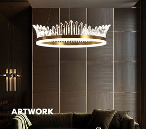 Lustre en or moderne éclairage couronne conception lustres à LED à intensité variable pour chambre salon lustre luminaire intérieur
