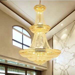 Lustre en cristal d'or moderne pour escalier grand décor à la maison lampe en cristal salon hall couloir luminaire suspendu