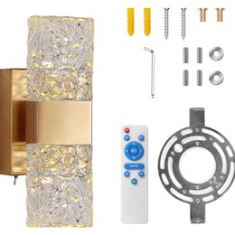 Moderna lámpara de pared de cristal dorada con interruptor de atenuación: accesorios de tocador LED de 2 piezas para decoración de baño y dormitorio, 3000k cálido luz