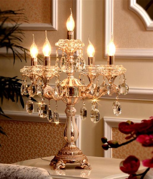 Candelabros Led dorados modernos, luz de lectura, lámpara de mesa led grande para boda, restaurante, candelabro de cristal transparente, Bar, comedor, tab8369179