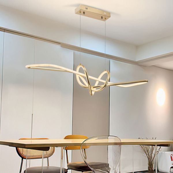 Lampes suspendues LED dorées au design moderne, luminaire décoratif d'intérieur, idéal pour une salle à manger, une cuisine ou un Bar