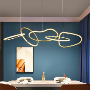 Moderne goud roestvrijstalen ring hanglampen dineren eetkamer slaapkamer lichten indoor verlichting plafondlamp hangende verlichte barmering decoratieve armaturen