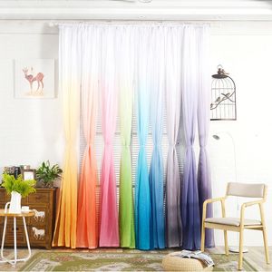 Courteaux de fenêtre en tulle de gradient moderne pour salon 3d couleur ororza yarn transparent voile rideau chambre de cuisine décoration de drapée 240416