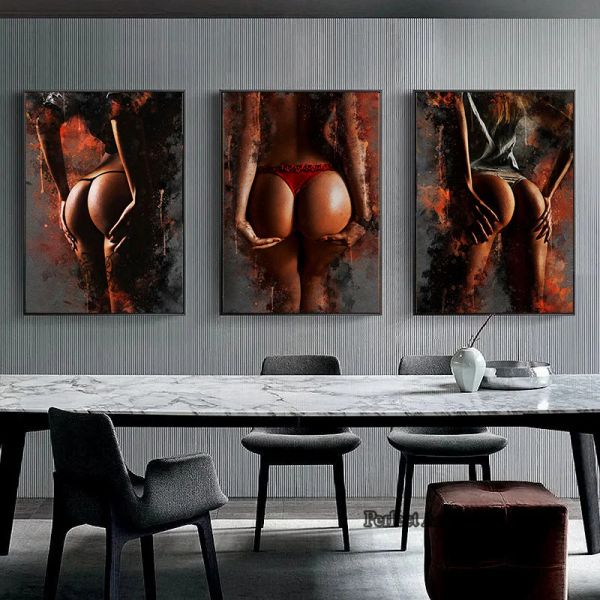 Graffiti moderne abstrait nue femme affiches imprimées art mural peinture filles girls de corps sexy images pour la chambre à domicile décor