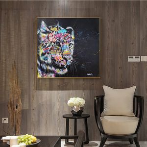 Moderne graffiti street art Animal Lion Canvas schilderen Poster afdrukt Wall Art Foto voor woonkamer Home Decor Frameless