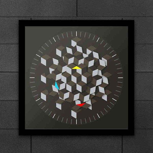 Art graphique moderne Design hexagone Table horloge murale décor minimaliste plaque tournante horloge intelligente aiguilles architecte nouveauté montre H1230