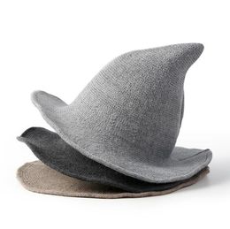 Chapeau de sorcière moderne en laine de haute qualité pour Festival d'Halloween, chapeaux à pointe longue pour femmes, décoration de Cosplay, chapeaux de laine pour dames de Club