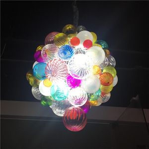 Lámparas de lámparas de vidrio de vidrio de mano moderna luces de burbujas Luces colgantes de cadena LED Decoración de la casa de la casa del vestíbulo americano 20 