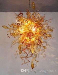 Moderne handgeblazen glazen kroonluchter licht goud gekleurde murano glazen chihuly stijl kroonluchter led bollen glas hanglampen