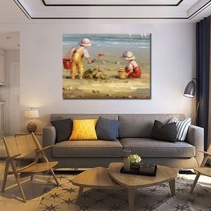 Moderne handgeschilderde abstracte canvaskunst op het strand Olieverfschilderij Home Decor voor slaapkamer