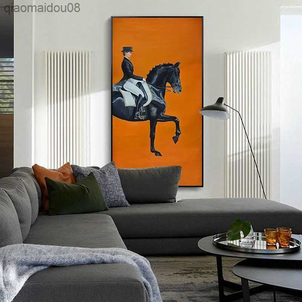 Moderne HD Orange Équitation Photos Impressions Sur Toile Peinture Mur Art Affiches pour Salon Intérieur Bureau Maison Décorative L230704