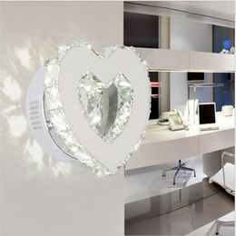 Moderne hartvormige kristal spiegel lamp led wandlamp IC-driver 110 / 220V 18W badkamer lamp wandkandelaar / wandlamp Wandlamp 210724