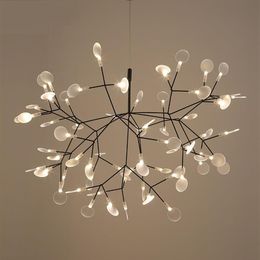 Moderna Heracleum Tree Leaf Lampada a sospensione Lampada a LED Lampade a sospensione Soggiorno Art Bar Ferro Ristorante Illuminazione domestica AL12252R