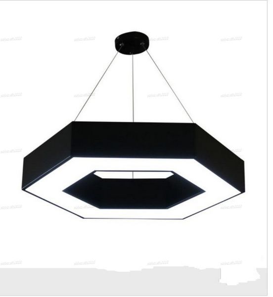 Moderne Hexagonal Art Géométrie LED Pendentif Lumière En Aluminium Noir LED Lustre Lampe pour Bureau Maison Centre Commercial Boutique Lumières Éclairage