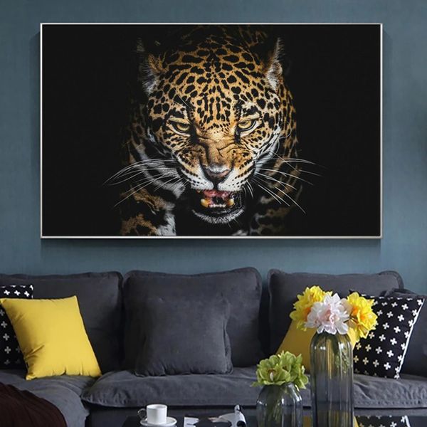 Toile de guépard de nuit, décoration de maison moderne, imprimés d'art mural, tigre sauvage, Animal, image HD, affiches de peinture pour salon