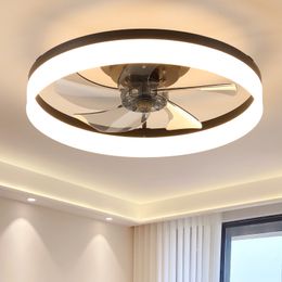 Moderne zwarte ventilatorlamp voor thuis De hangende ventilator met acryl LED-verlichting