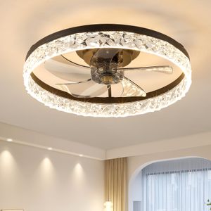 Moderne zwarte ventilatorlamp voor thuis De hangende ventilator met LED-verlichting