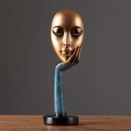 Modern Human Meditators Abstract Lady Face Carattere Statue in resina Scultura Arte Artigianato Figurine Display decorativo per la casa C0220224l