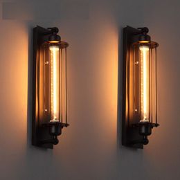 Modern industrieel stijlontwerp Zwart Iron Wall Lamp American Loft Paint Restaurant Decoratie LED E27 Lichtbuis Warm licht 220V316P