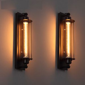 Lámpara de pared de hierro negro de diseño de estilo industrial moderno, decoración de restaurante de pintura Loft americana, tubo de luz LED E27, luz cálida 220V259P